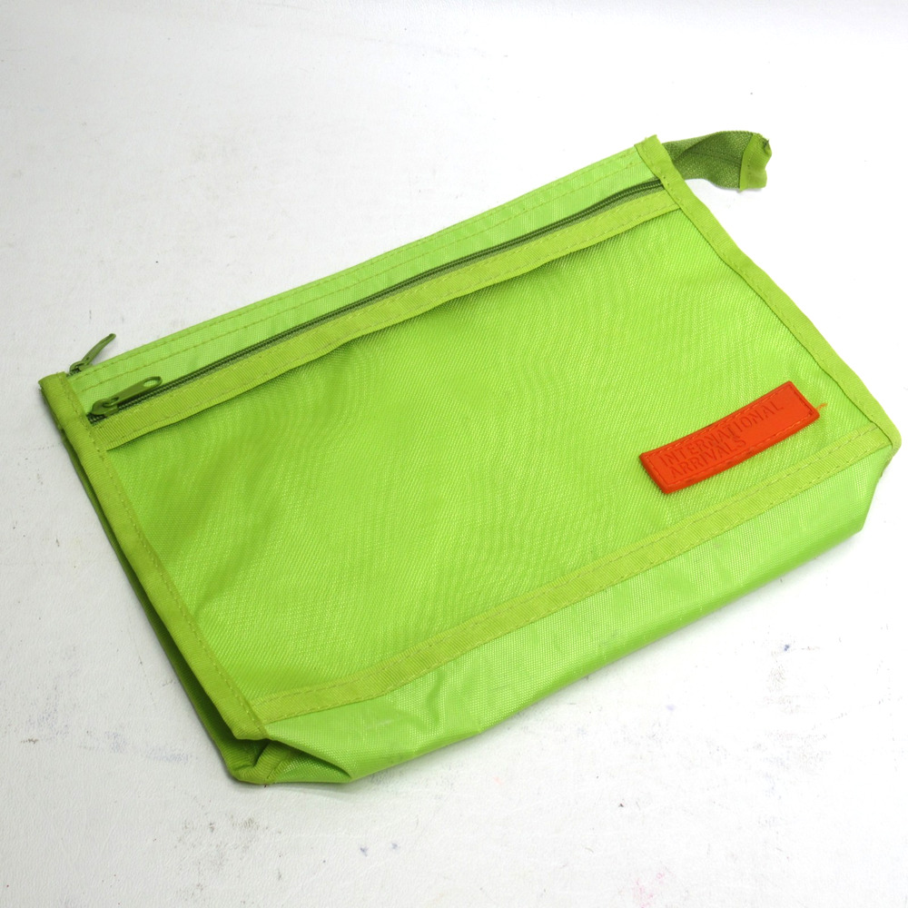 International Arrivals Makeup Bag Pouch Bright Green Cosmetic Organizer Travel